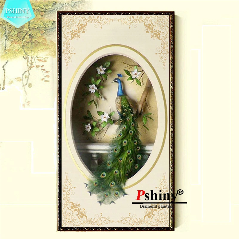 PSHINY 5D DIY алмазная живопись павлинов животные картинки с полным дисплеем