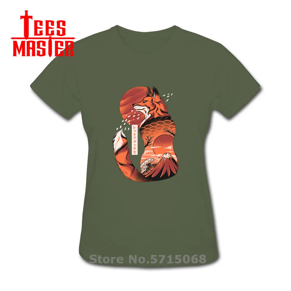 Футболка женская с изображением японской лисы приталенная хлопковая рубашка