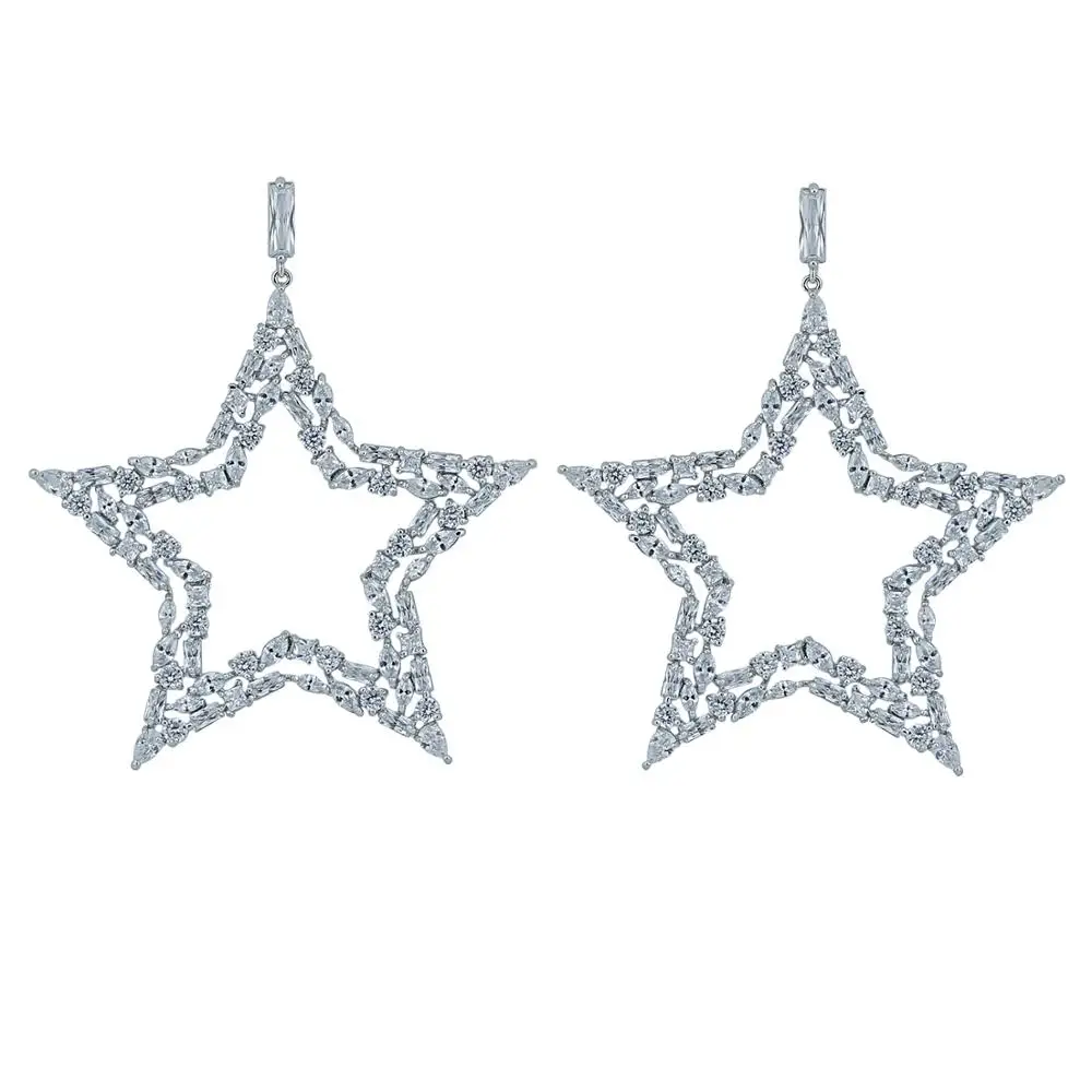 Женские свадебные серьги подвески с фианитом серебро 925 пробы CE10912 уровень