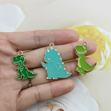 10pcs Kawaii Cartoon Dinosaur Enamel Charms Gold Tone Metal Earring Pendants DIY Bracelet Finding Jewelry Making Pen Phone Decor