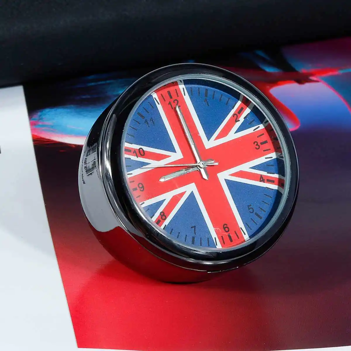 British Flag Автомобильные светящиеся кварцевые часы британский немецкий флаг авто украшения интерьера аксессуары Автомобильные клапаны клип часы подарки - Цвет: British Flag