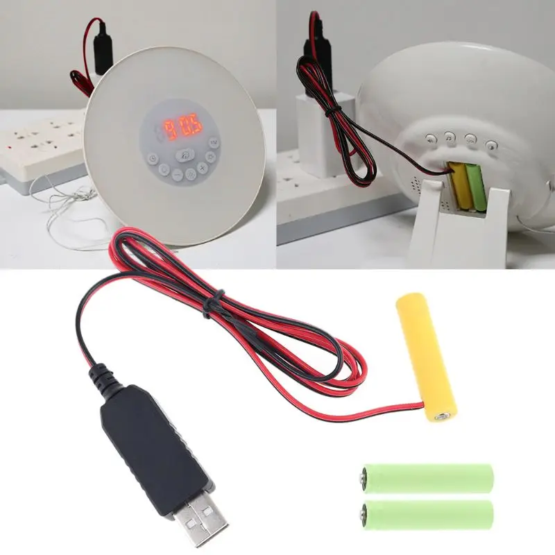 

LR6 AAA Battery Eliminator USB Power Supply Cable Replace 1-4 AAA Batteries - 1.5v/3v/4.5v/6v