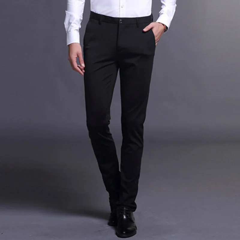 Мужские классические деловые брюки черные зауженные для офиса большие размеры |
