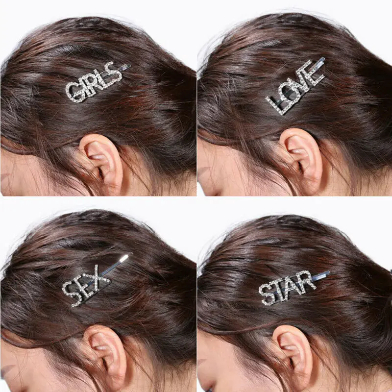 Шпилька Кристалл для девушки со стразами слова заколка волос женские заколки