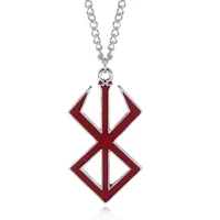 zxmj berserk necklace pendant red color guts sword logo keyring charm high quality metal enamel jewelry gift for man women