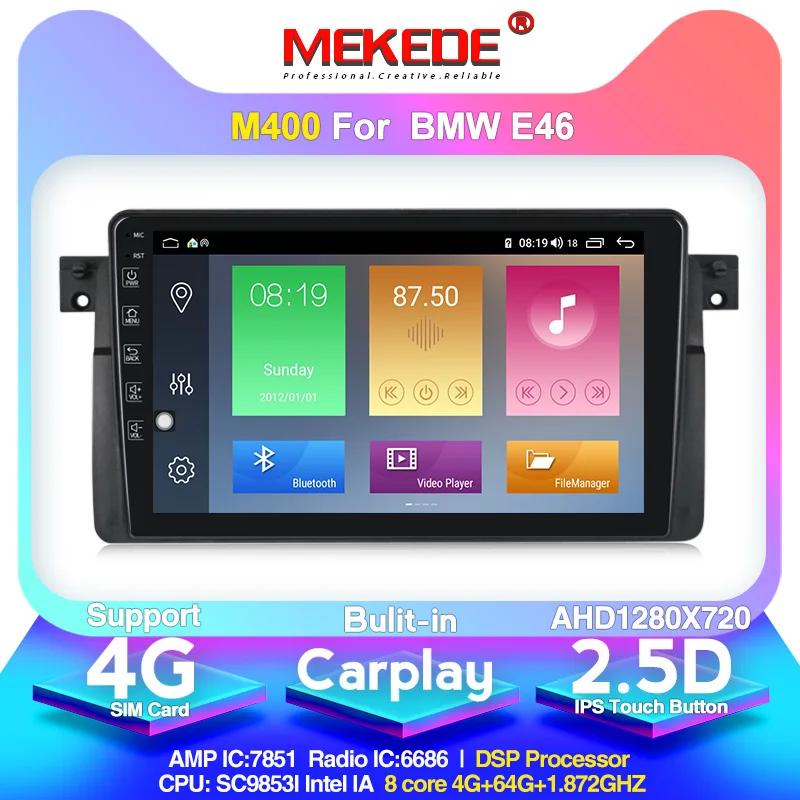 MEKEDE Android10.0 ips экран DSP 4G ram 64G rom Автомобильный мультимедийный плеер для 1998 2006 BMW 3