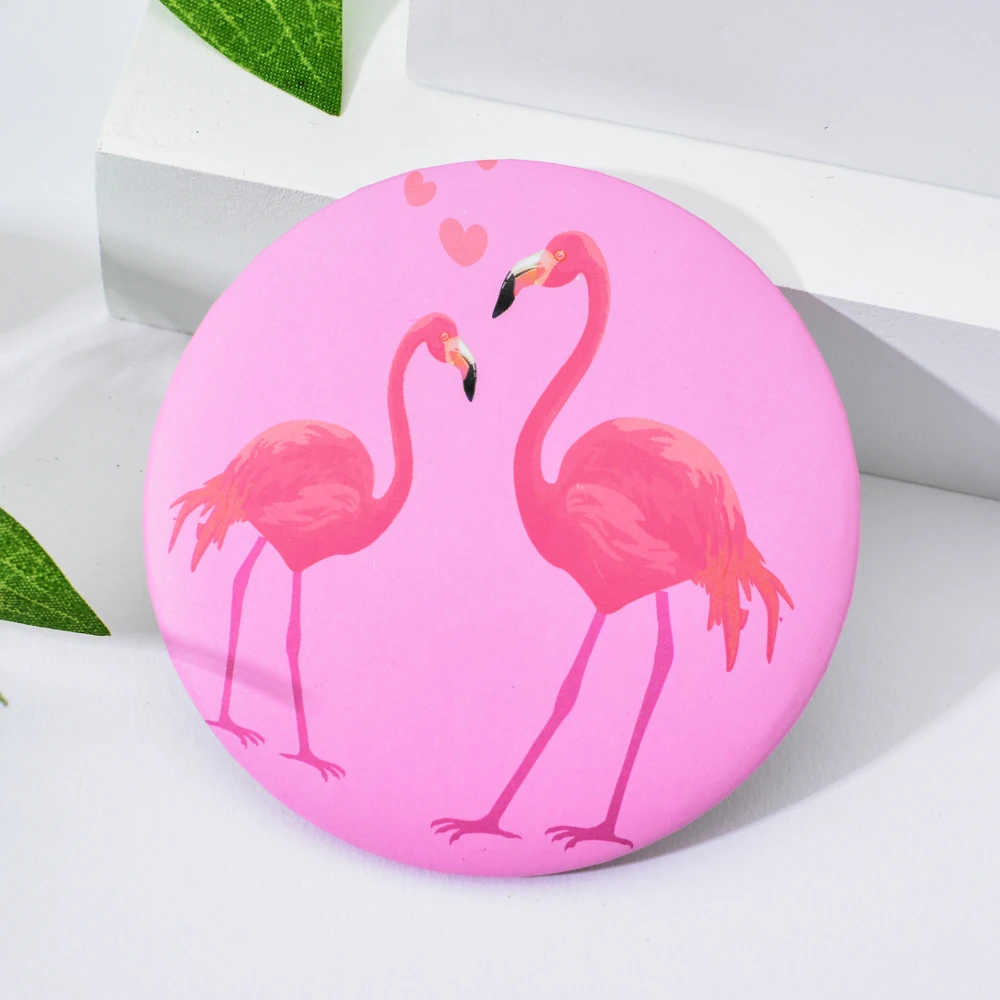 Портативные зеркала с розовым фламинго женские мини карманные пятиконечная