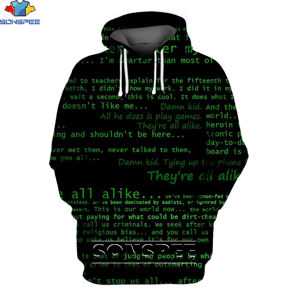 

SONSPEE Graphic Letter 3D Printing Hoodies for Men New Round Neck Hacker Hoodies Top Men Colthing 2021 Technology Fan TopXS-6XL