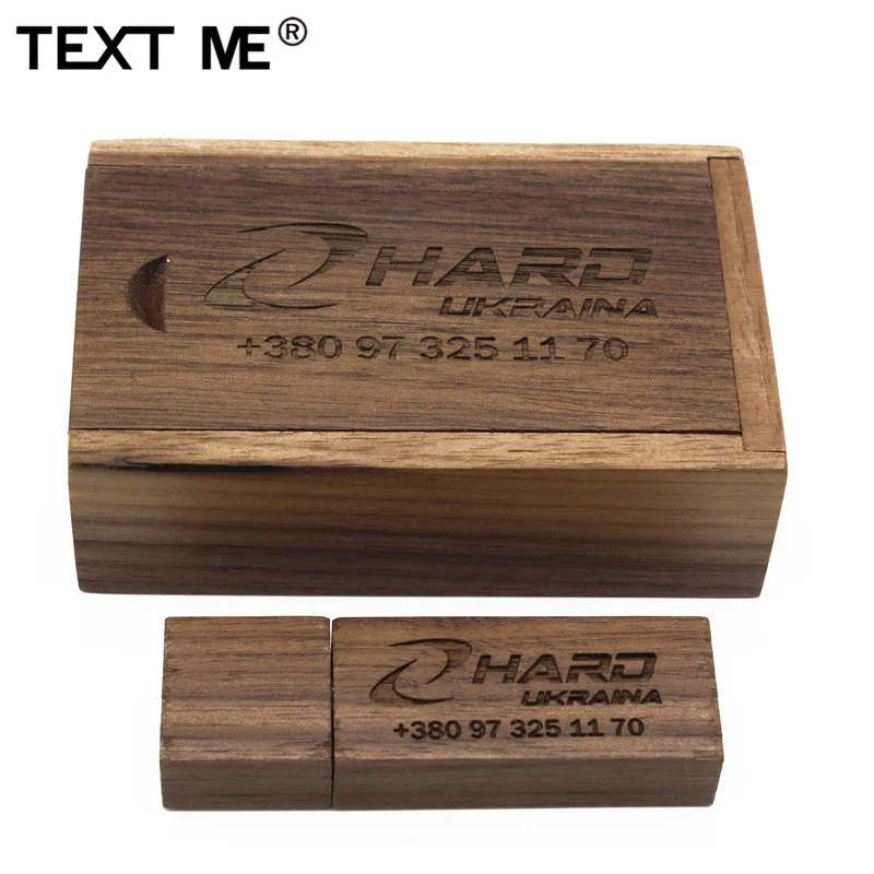 Usb флеш накопитель с логотипом TEXT ME Carbonized bamboo walnut wooden + box 4 ГБ 8 16 32 64 usb 2 0 подарок для