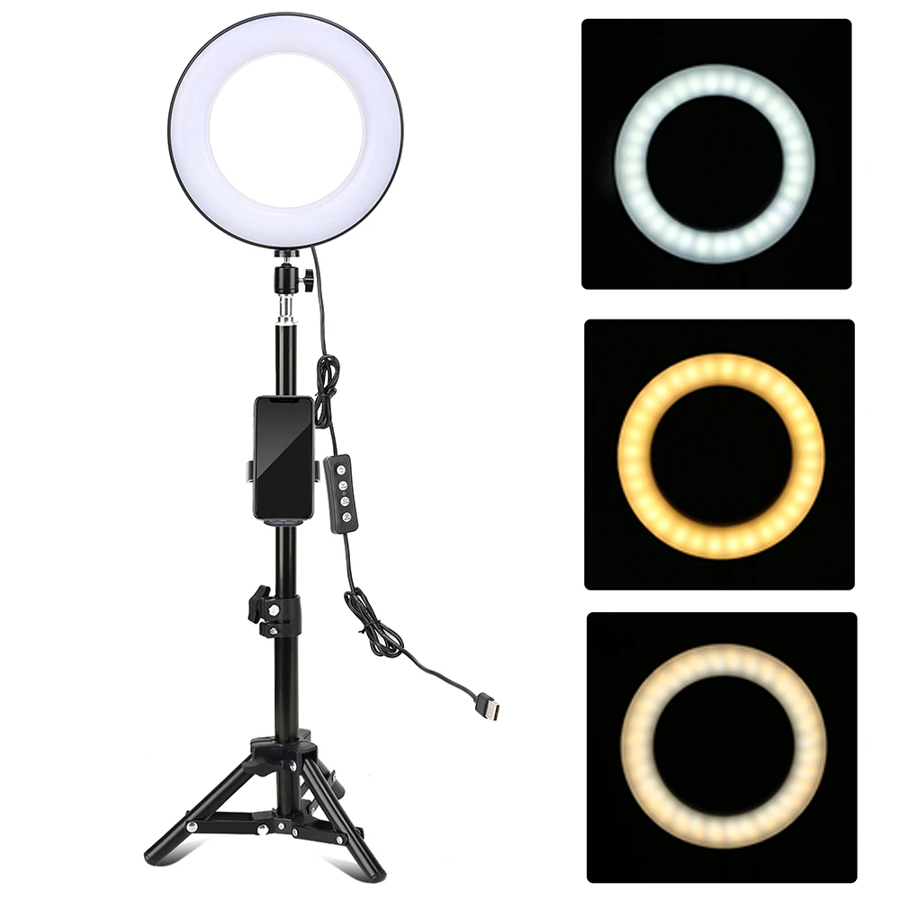 Светодиодный светильник для селфи 8 дюймовый Настольный с регулируемой яркостью