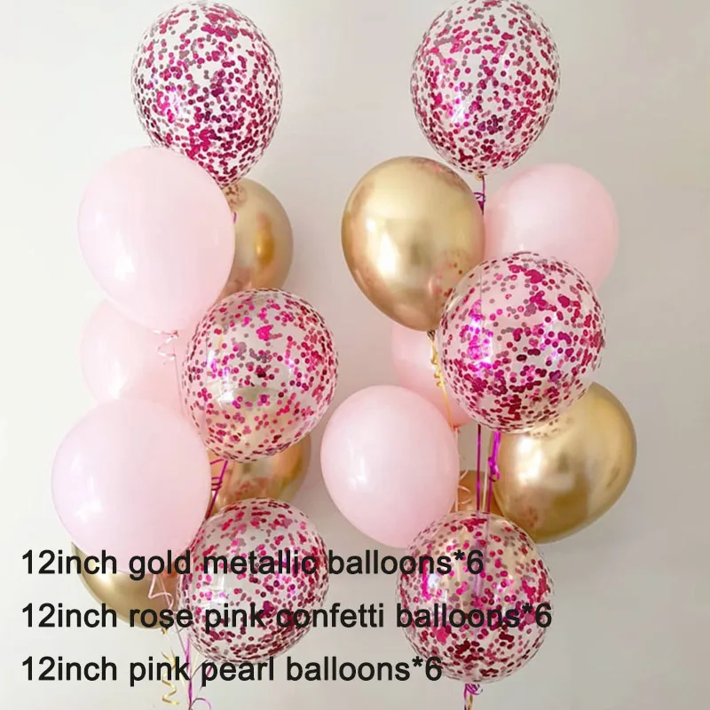 18 шт воздушные шары с конфетти цвета розовое золото украшение для первого дня