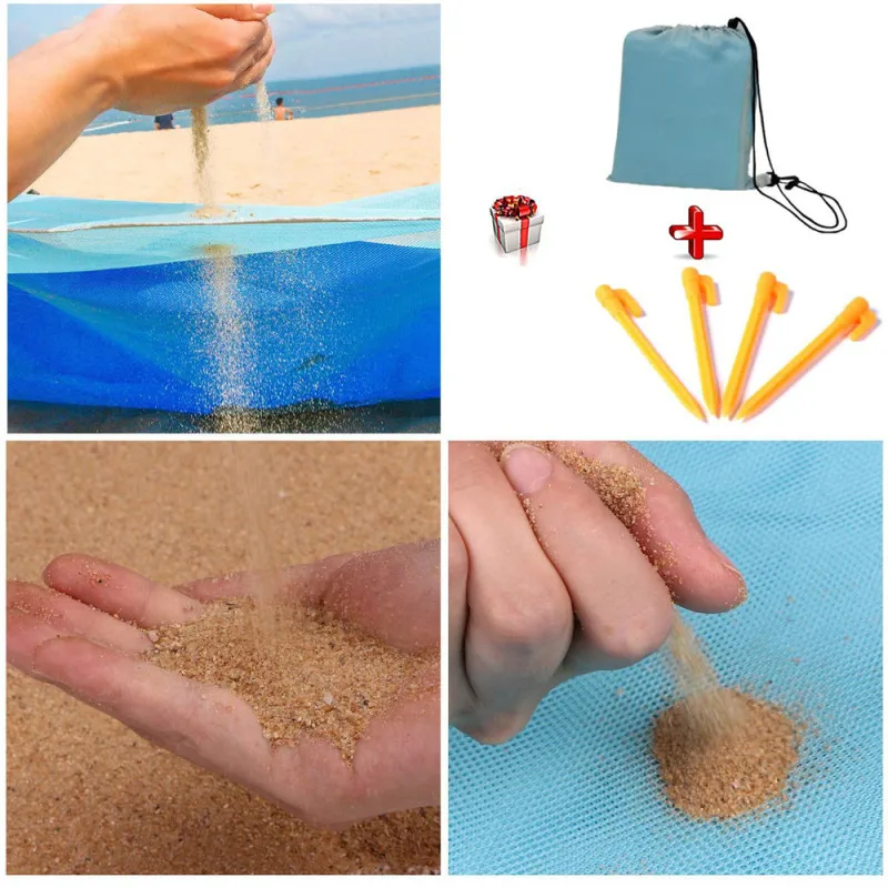

79 Inch Beach Mat Large Camping Mat 210x200 Folding Beach Mat Sandless Outdoor Portable Beach Blanket Camping Pocket Picnic Mat