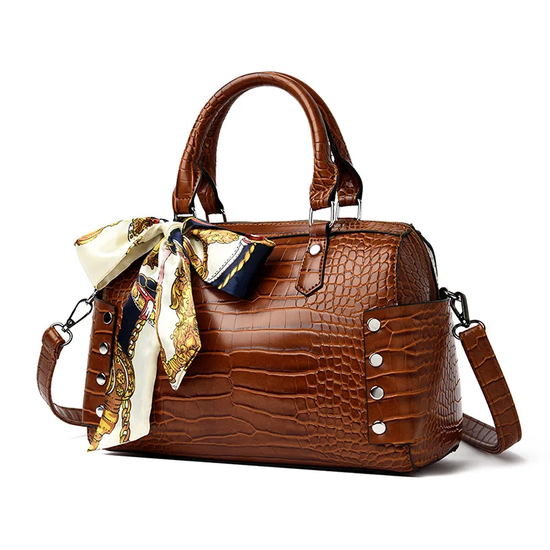 

Vintage Luxury Designer Women Shoulder Crossbody Bag Large Tote Bag Women's PU Leather Handbags Female Crocodile Messenger Bag
