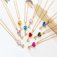 toucheart cute gold key necklacespendants long chain crystal necklaces for women charm designer boho jewelry necklace sne190329