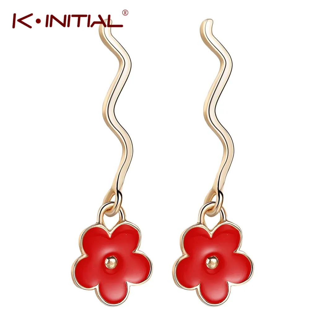 Серьги кисточки женские с эмалью и цветком корейские|Серьги-подвески| |