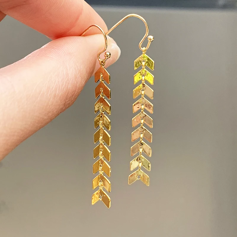 SAY HELLO 1 пара висячие серьги золотого цвета с кисточками и листьями для женщин Brincos