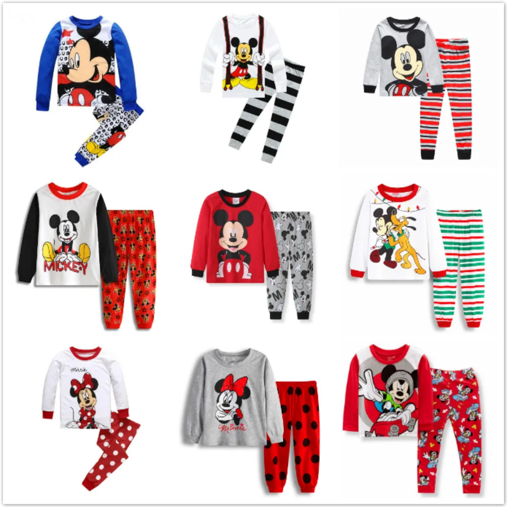 Children Clothing Sets Baby Boys Sleepwear Clothes Kids Cartoon Mickey Minnie Mouse Cars Pajamas Set Girl Pijamas Spring Pyjamas