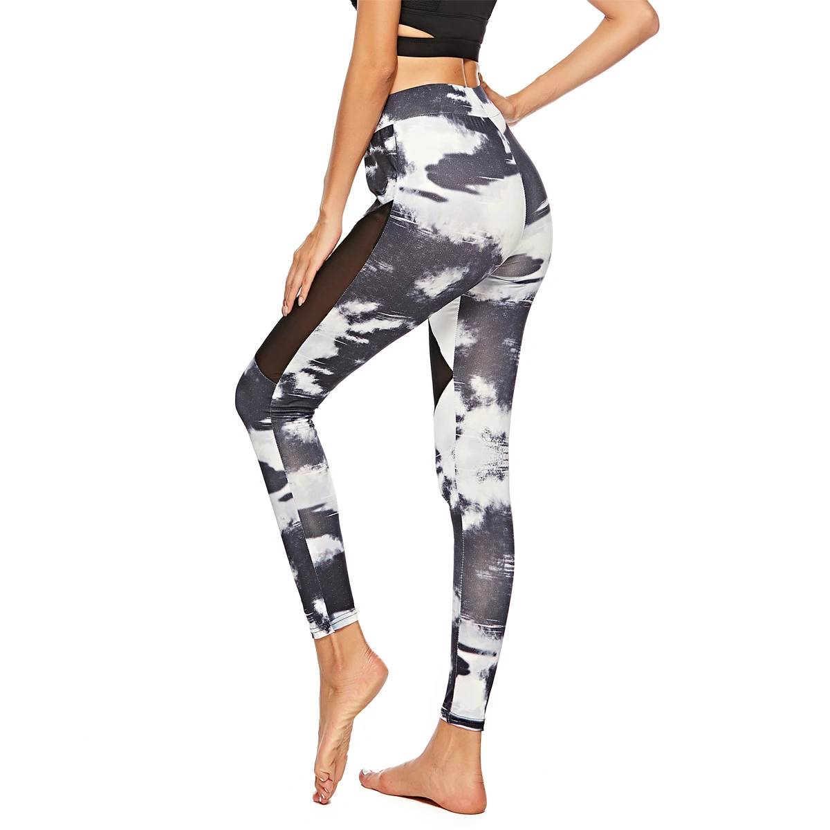 Осенние женские сексуальные сетчатые спортивные брюки с принтом штаны для йоги