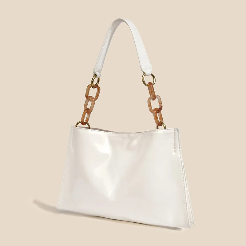 

PU Leather Women Designer Handbag 2021 Shopper Purse Girl Fashion High Quality Solid Color Pearl Chain Envelope Bag Shoulder Bag