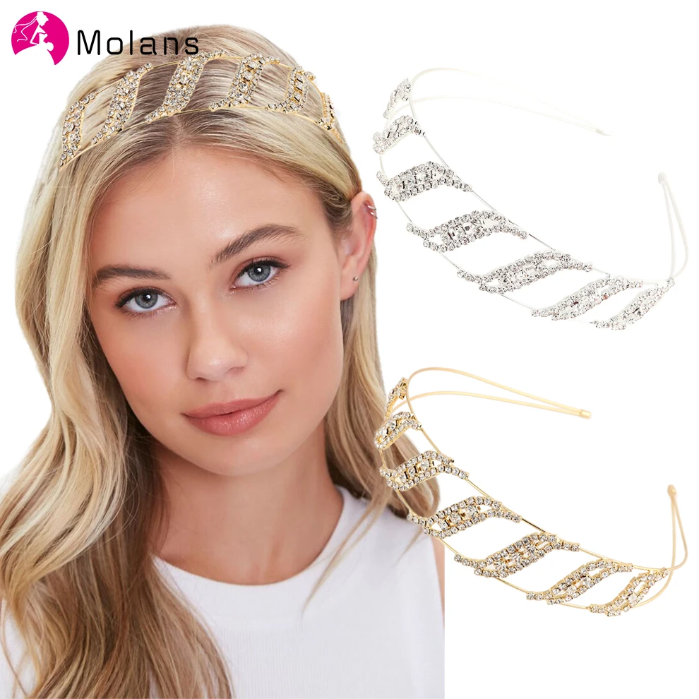 

Обруч для волос Женский, блестящий, со стразами, 2021