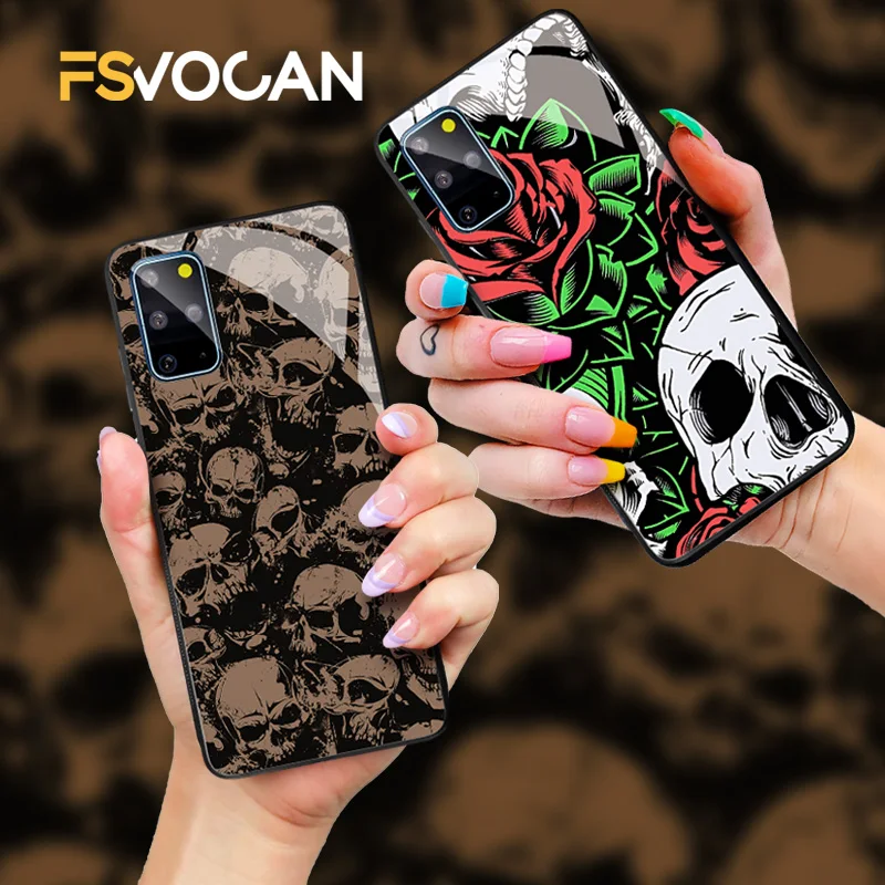 Чехол Skull Skeleton Rose для Samsung S25 A55 A35 S24 Ultra S23 S22 S21 S20 FE Plus A54 A53 A52s A52 5G A33 A34 A32