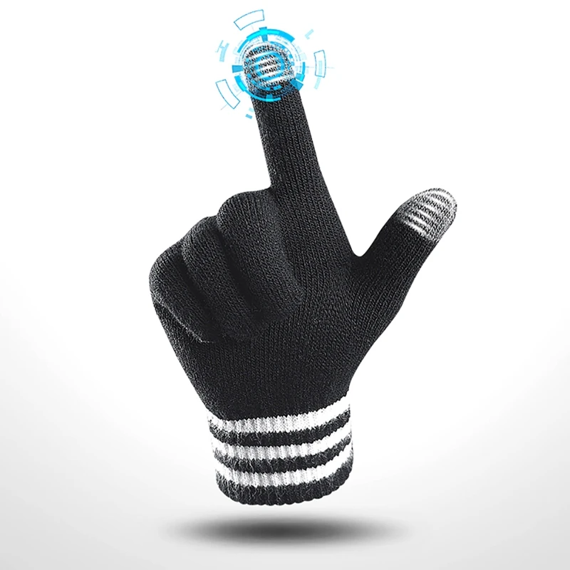 Новые мужские и женские осенне-зимние вязаные перчатки с сенсорным экраном