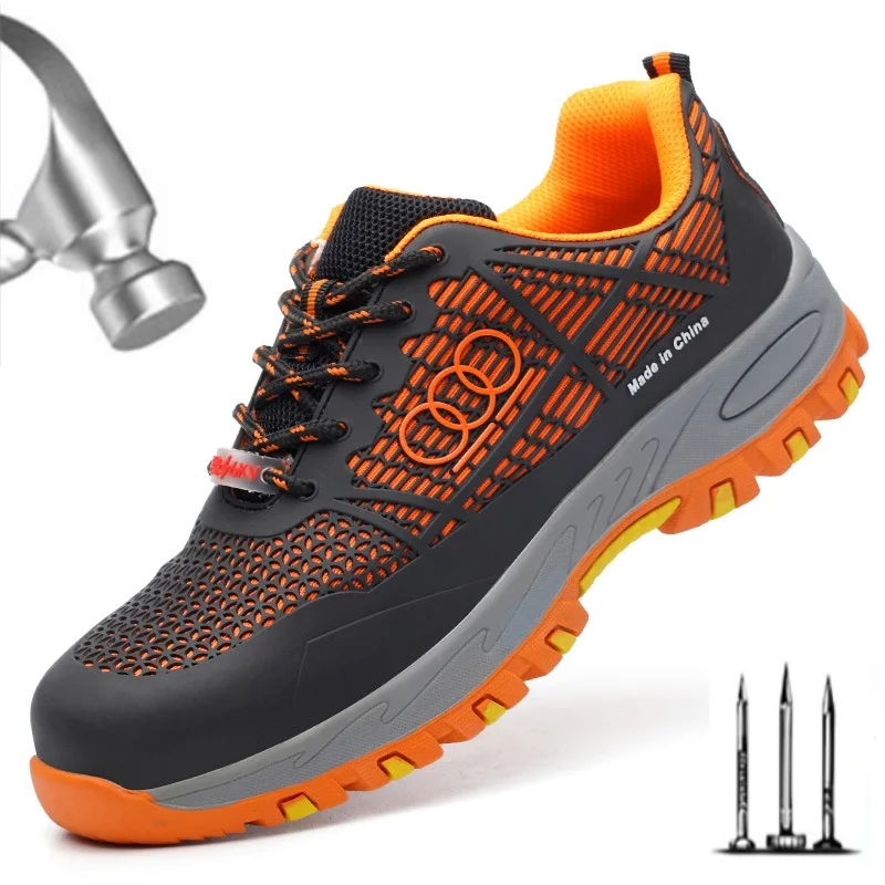 

Summer Breathable Boots Working Steel Toe Anti-Smashing Construction Safety Work Sneakers Work Safety Shoes For Men