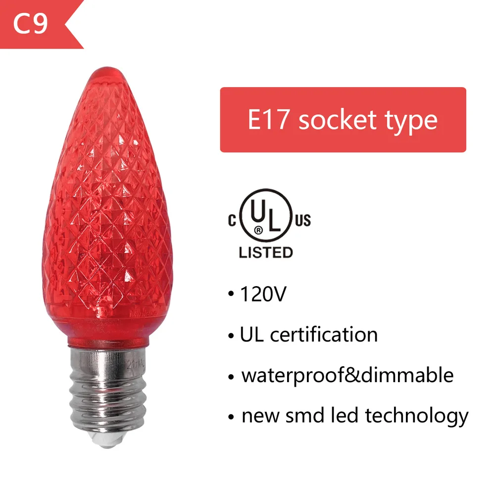 UL 25 шт C9 светодиодный Замена лампы 3 SMD СВЕТОДИОДНЫЙ s в каждом рождественские для