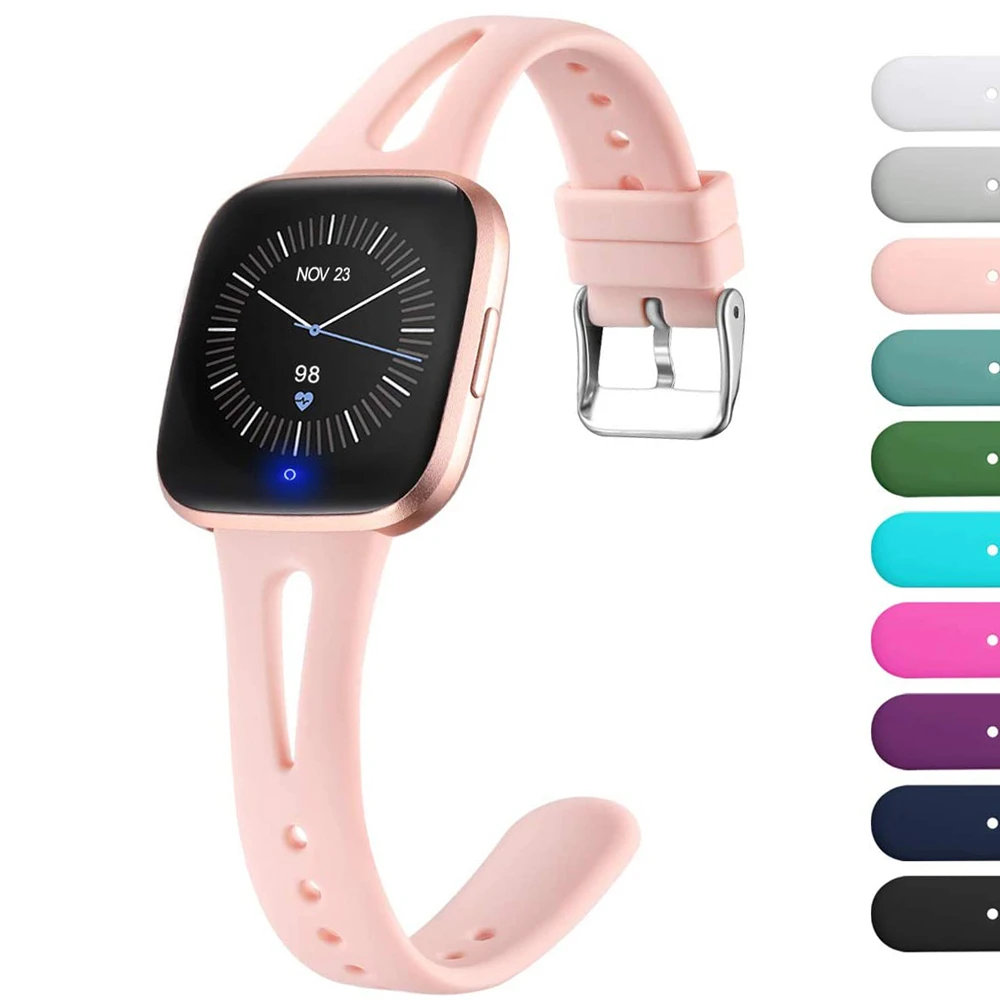 Replacement Band For Fitbit Versa 2 Strap Slim Thin Narrow Waterproof Band For Fitbit Versa/Versa 2 Silicone Smart Watch Strap