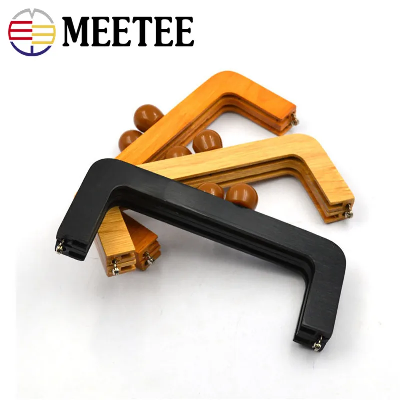 Meetee, 1 шт., 20X8 см, классический стиль, рамка для сумки, деревянная ручка, антикварная застежка для поцелуя, для кошелька, рамка с замком, пряжки, сделай сам, украшение для сумки, аксессуар