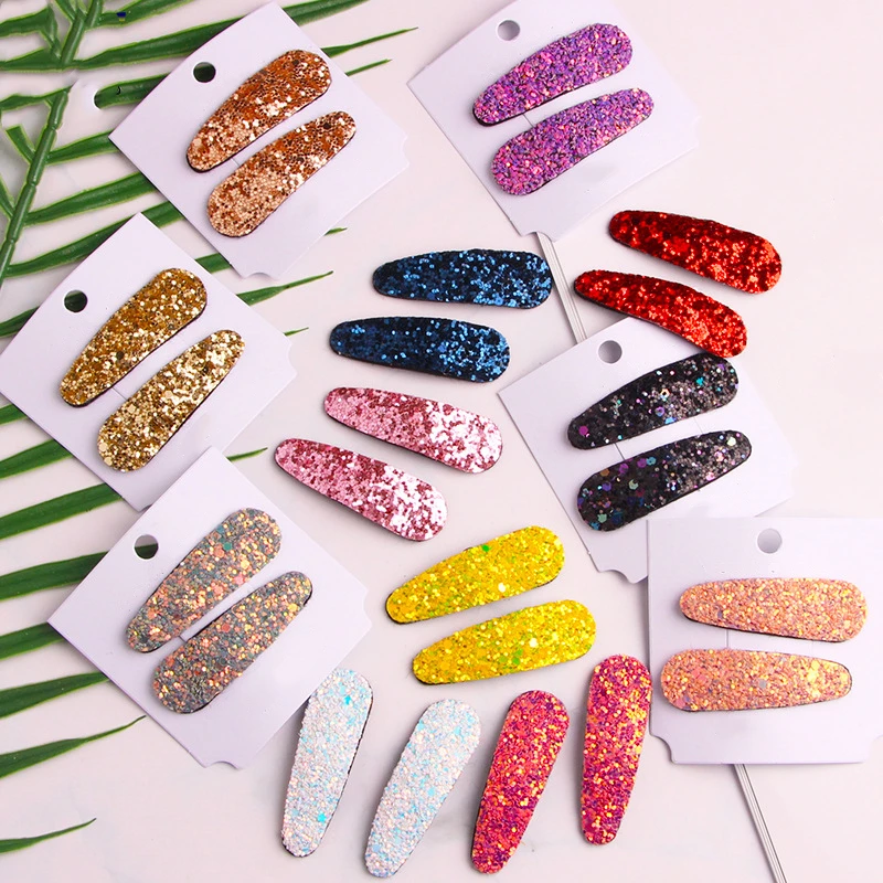 

Europe America Girls Hairpins Korean Sequins bb Clips Kids Candy Color Oval Geometric Barrettes Hair Accessories