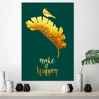 wall art canvas painting modular pictures printed let the golden leaf and bird happen poster living room home decoration