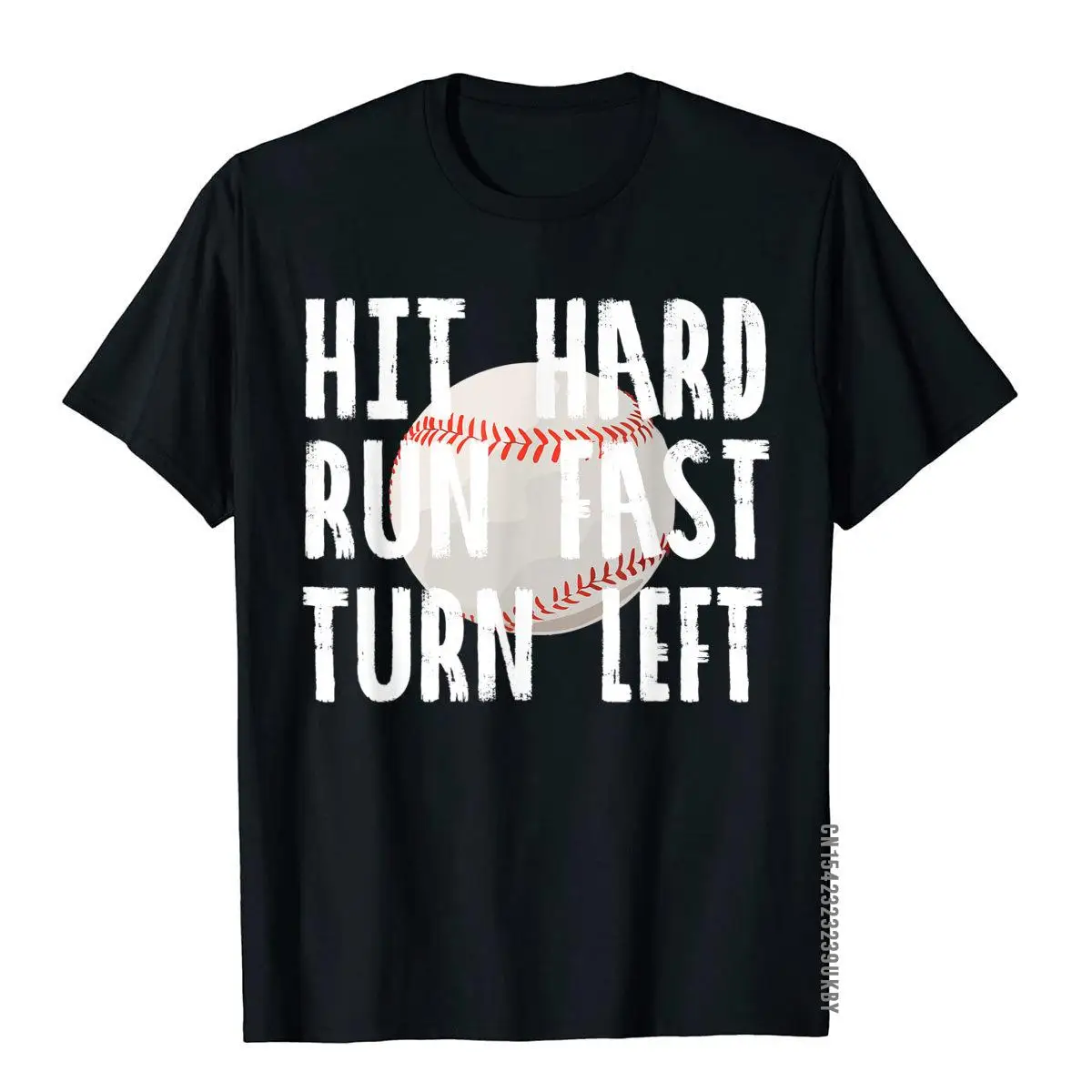 

Vintage Hit Hard Run Fast Turn Left Baseball Funny Sport T-Shirt Summer Tees Cotton Men T Shirts Fitness Retro