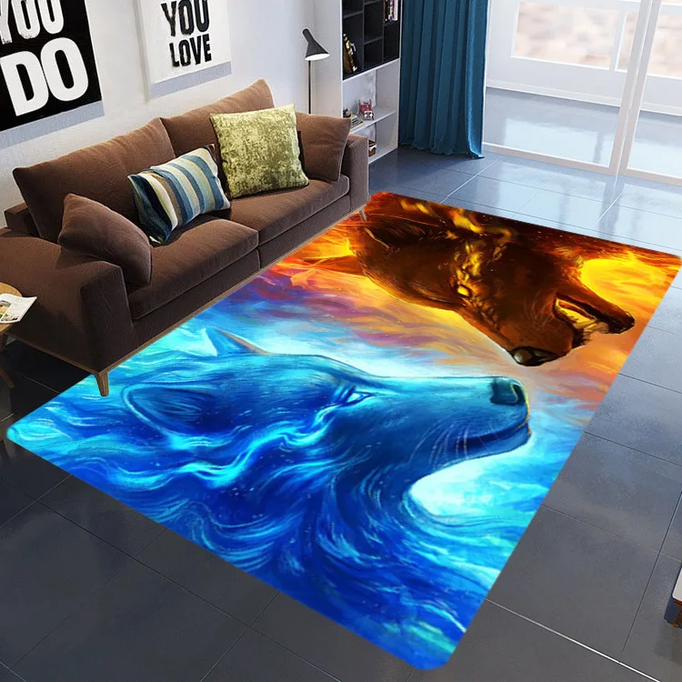 

Explosion flame 3D printing living room carpet Crystal velvet waterproof anti-skid bedroom floor mat