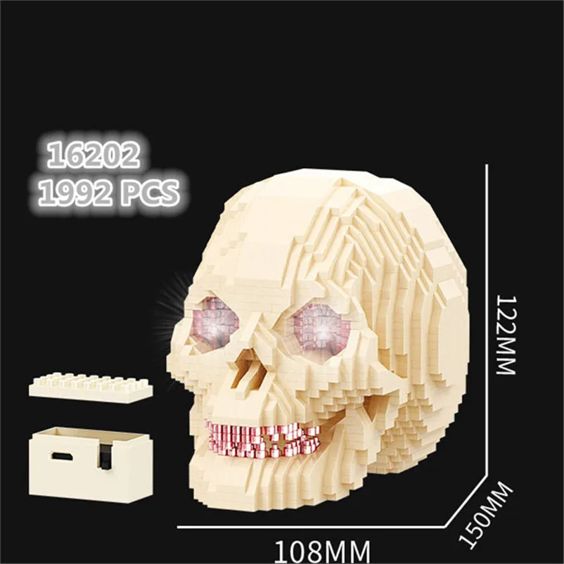 

1992 PCS Mexican Mysterious Skull Micro Building Block "Crystal Bone" Anime Diamond Brick Toy Model Educational Toys