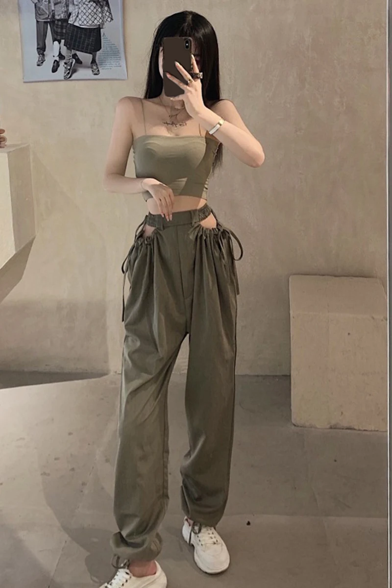 

Women's Pants 2021 High Waist Trouser Suits Fashion Loose Straight Leg Pants Full Length Female Casual Vintage Streetwear