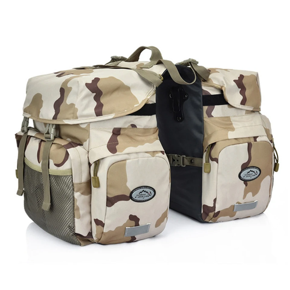 Retro Canvas Fiets Bagage Tassen 50L Bike Rear Rack Carrier Bag Fietsen Outdoor Waterdichte Opslag Dubbele Tassen