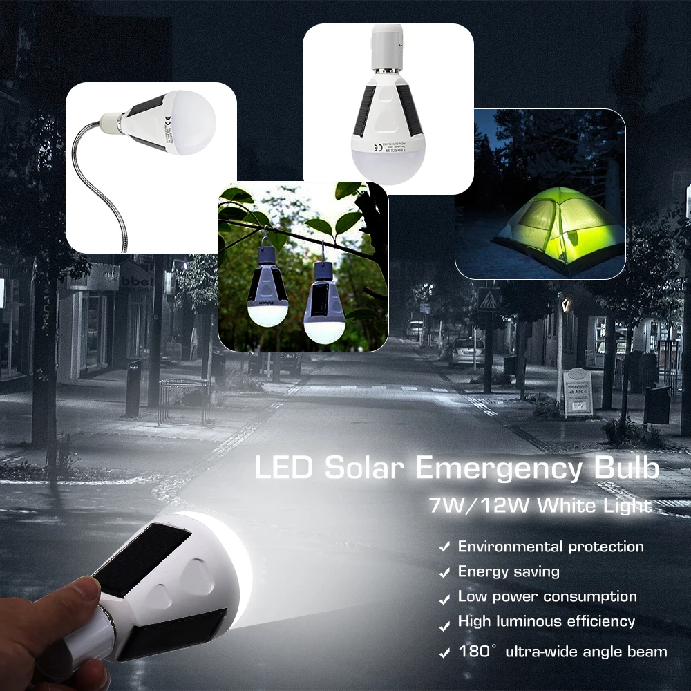 7W 12W LED Солнечный свет портативная лампа на солнечных батареях светодиодная белый