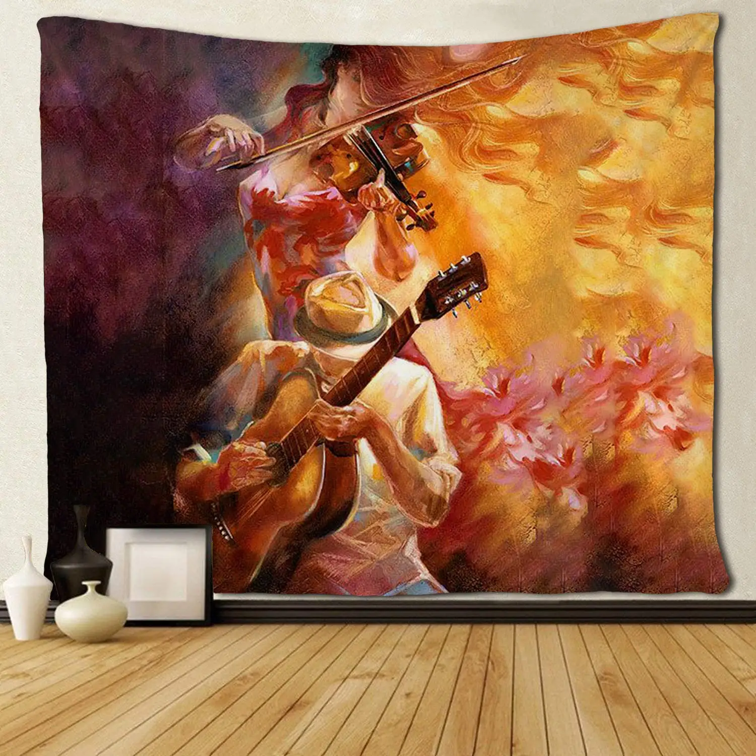 Мужчины играющие на гитаре женщины скрипике гобелены | Дом и сад