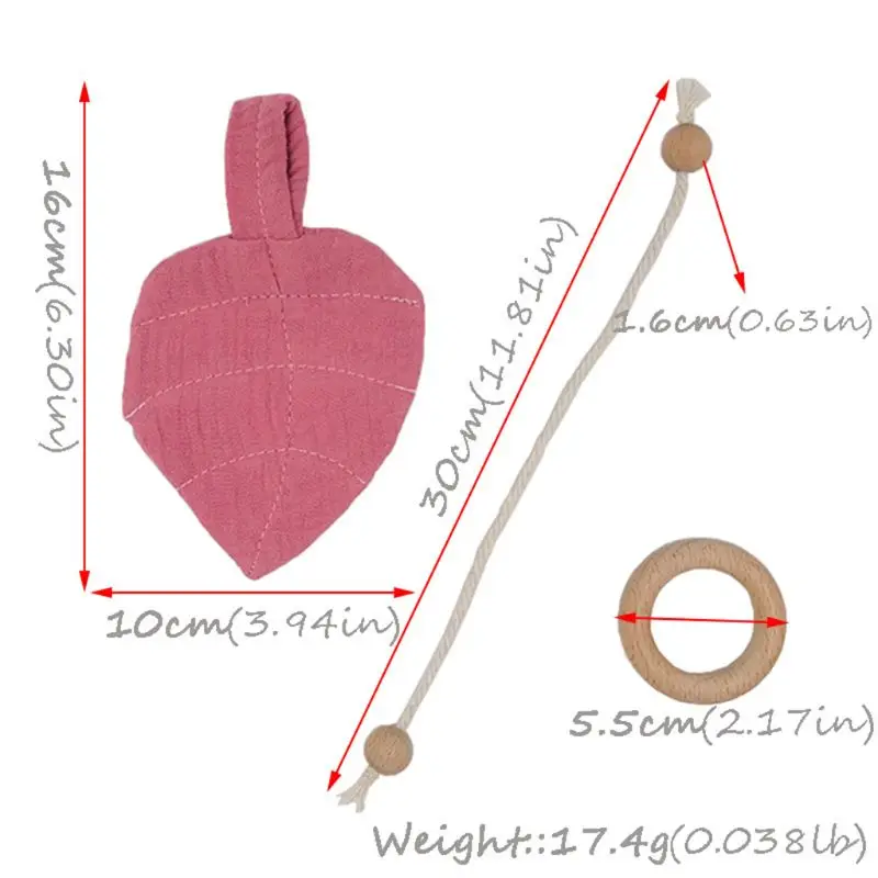 

Baby Wooden Teether Ring Leaf Shape Chewing Infant Toys Shower Gifts Teething Nursing Soother Molar
