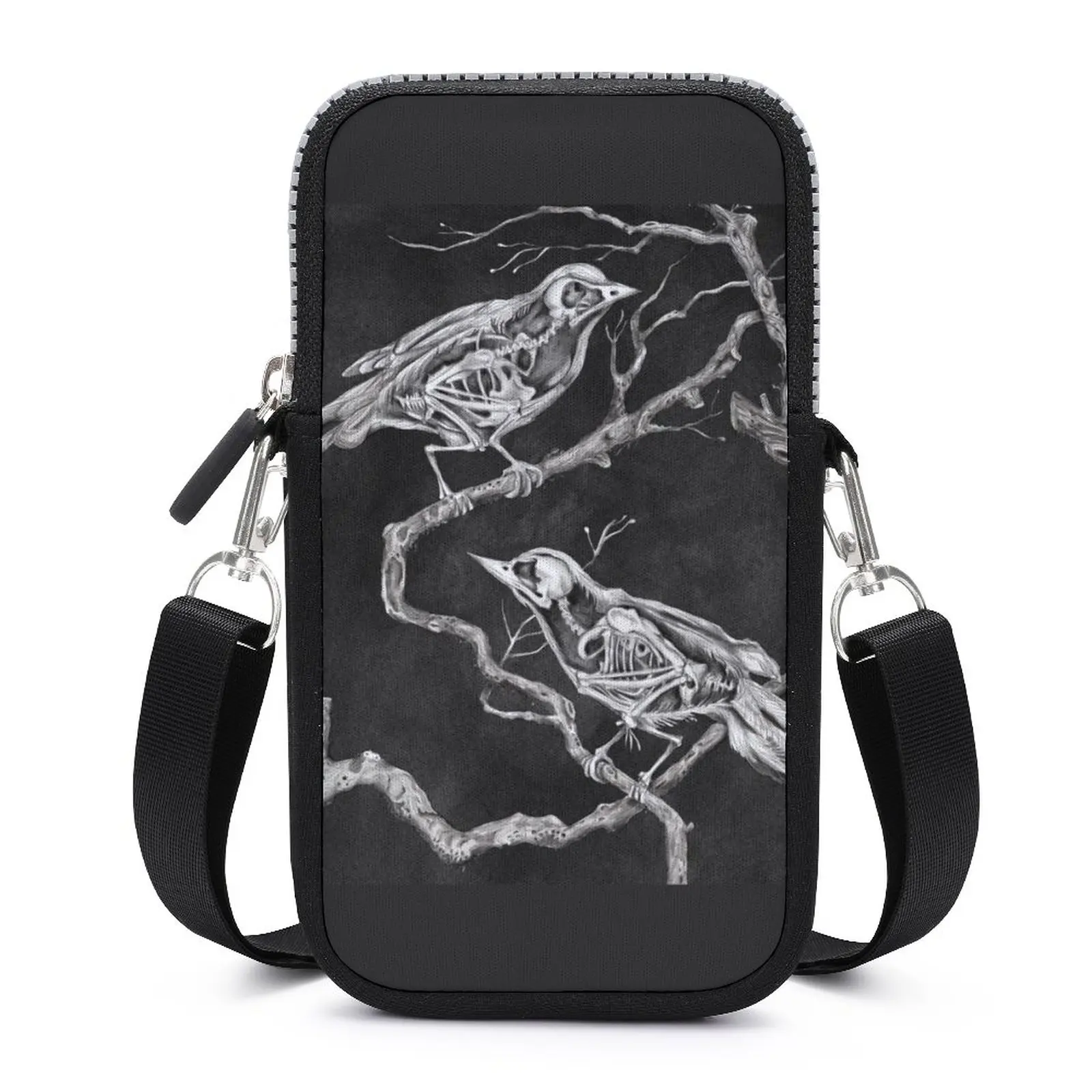 

Olvidos Skull Shoulder Bag Raven Branches Creepy Vintage Work Mobile Phone Bag Student Bulk Purse
