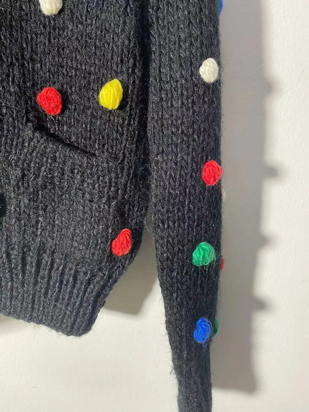 Женский вязаный однобортный Кардиган винтажный свитер с длинными рукавами