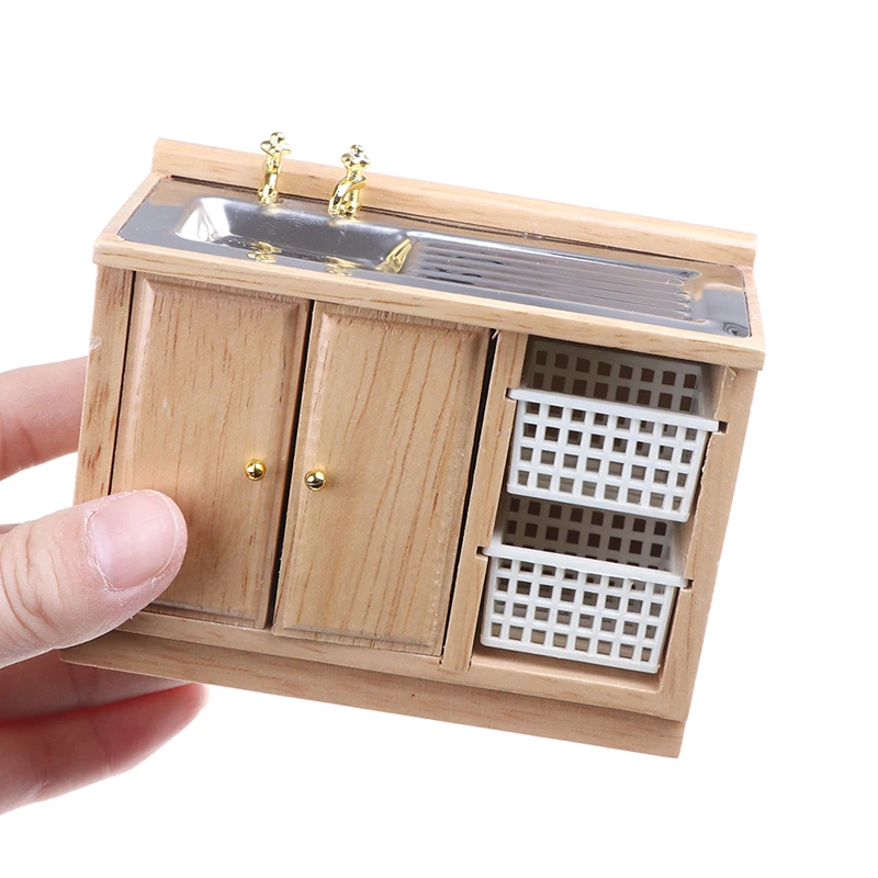 

1:12 Wooden Dollhouse Furniture Basin Sink Cupboard Cupboard Cabinet