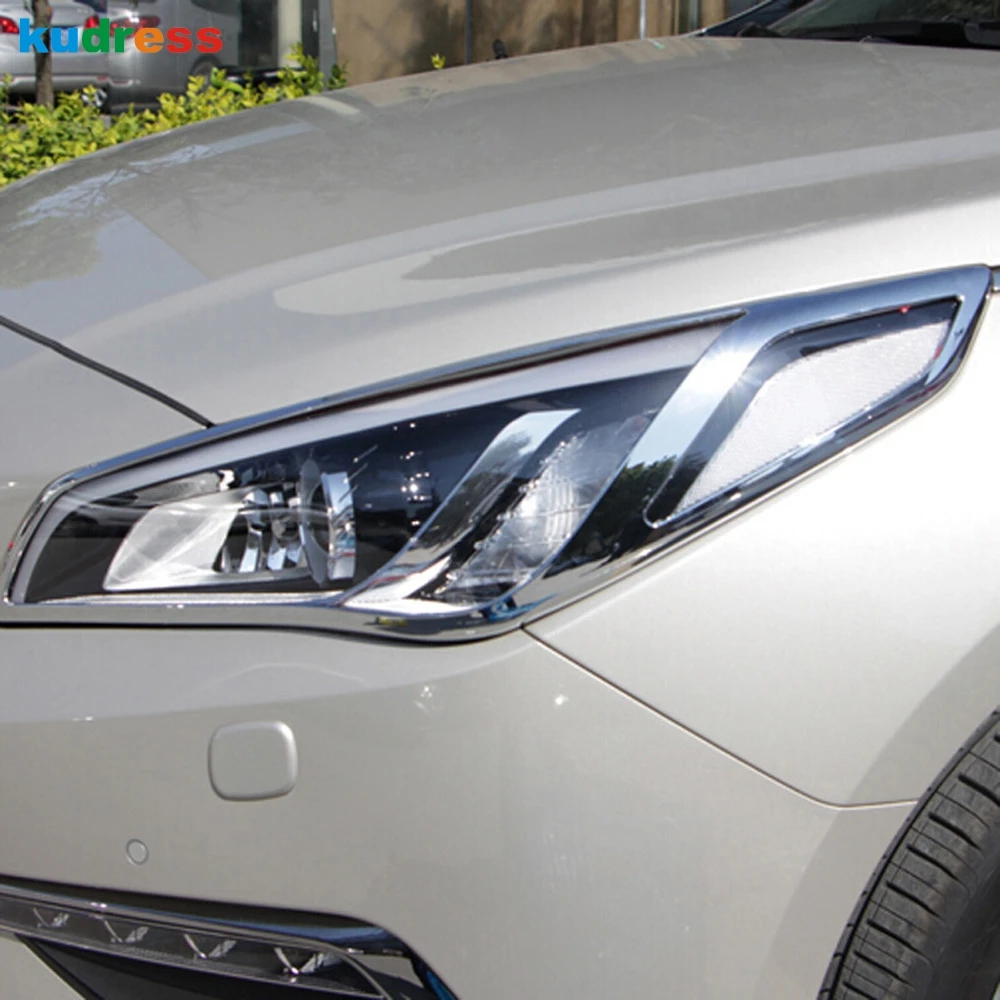 Для Hyundai Sonata 2015 2016 ABS Хромированная головной светильник абажур для лампы с