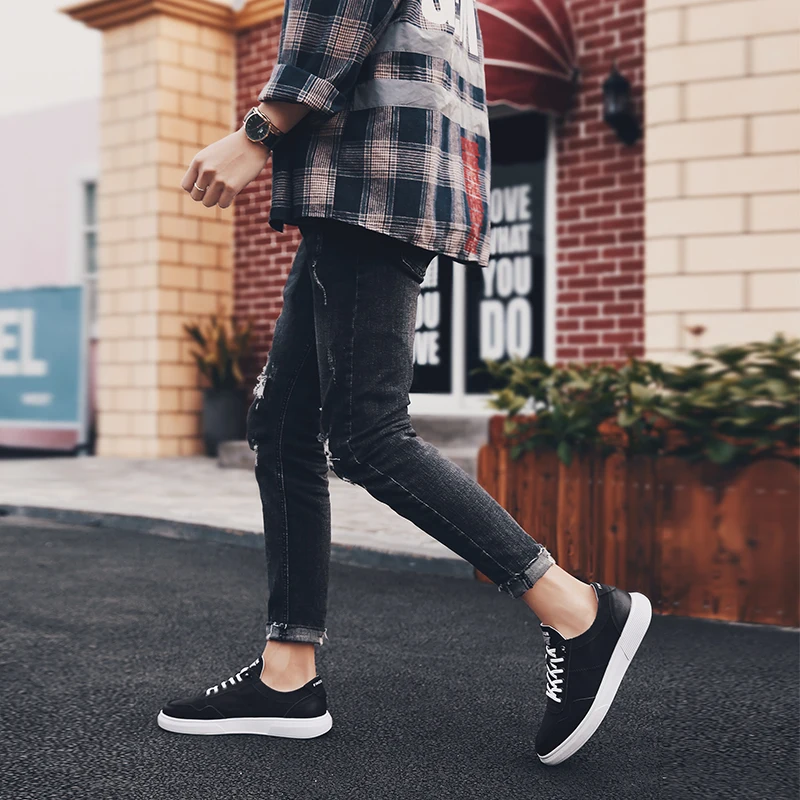 Мужские кожаные походные кроссовки мужская обувь нескользящая Повседневная