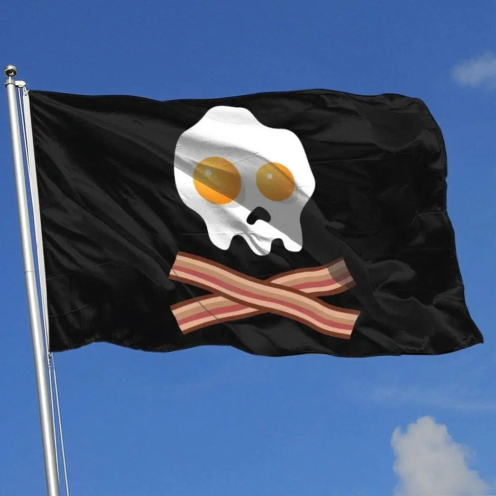 Бекон Яйца Череп флаг с черепом человека и костями 3 'x 5' большой одиночный