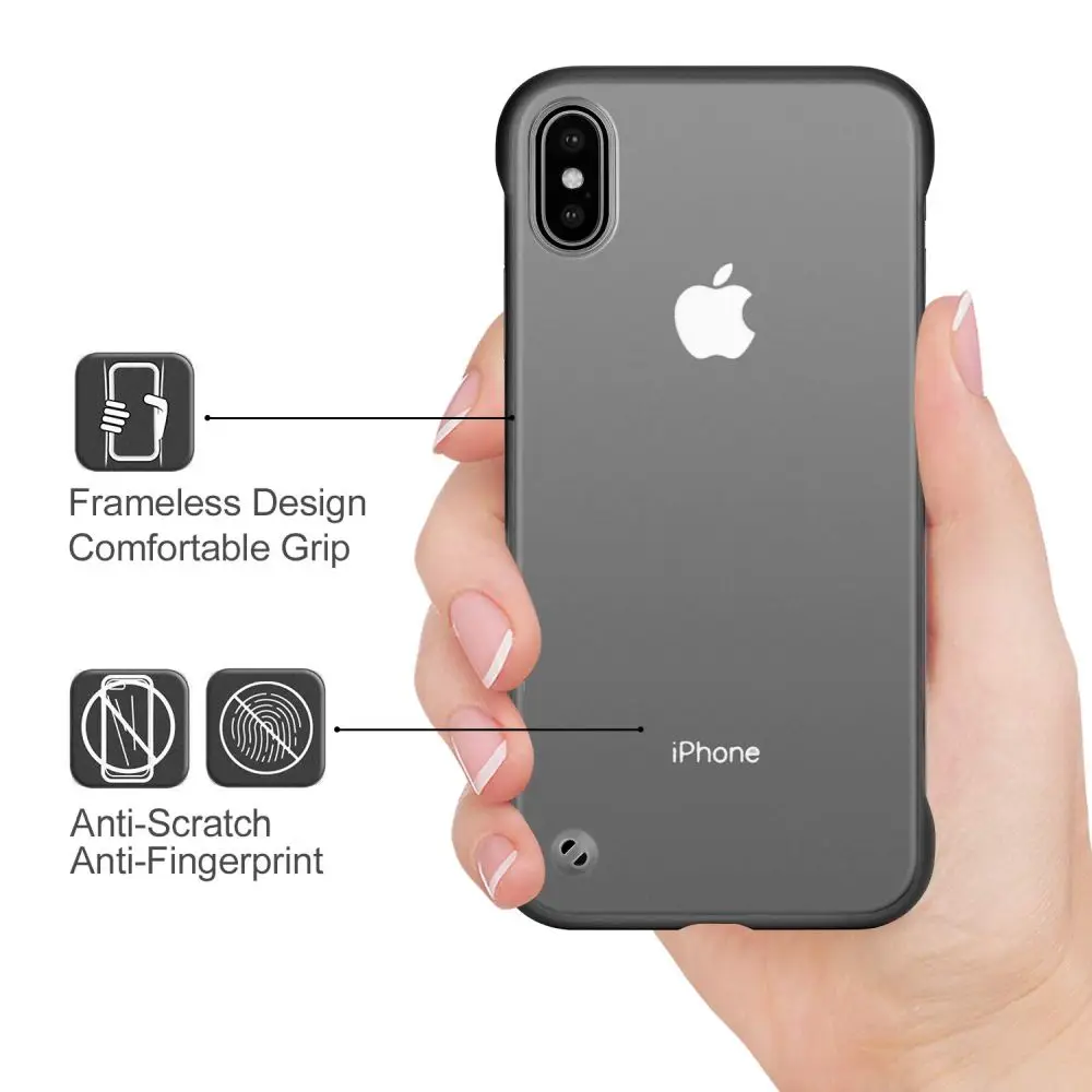 LAPOPNUT Frameless Slim Fit Shockproof Hard Case for IPhone SE 2020 11 Pro Xr X Xs Max 6S 8 7 6 Plus Transparent Matte Cover | Мобильные