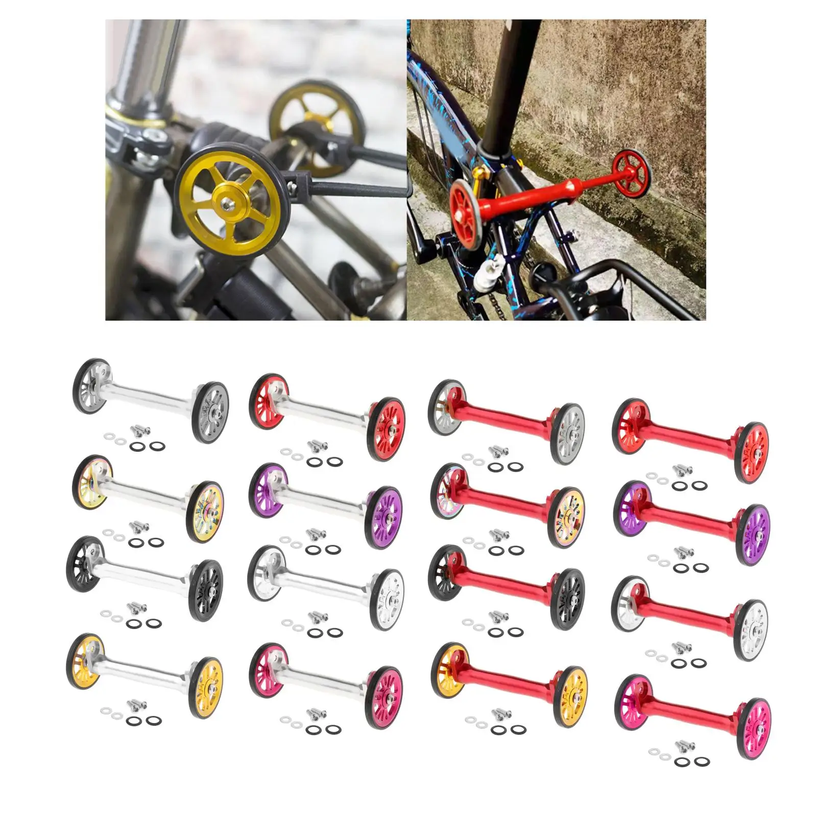 

Складной велосипед, легкий удлинитель колеса, задняя стойка для Бромптона, транспортирующие ходячие компоненты с легкими колесными распор...