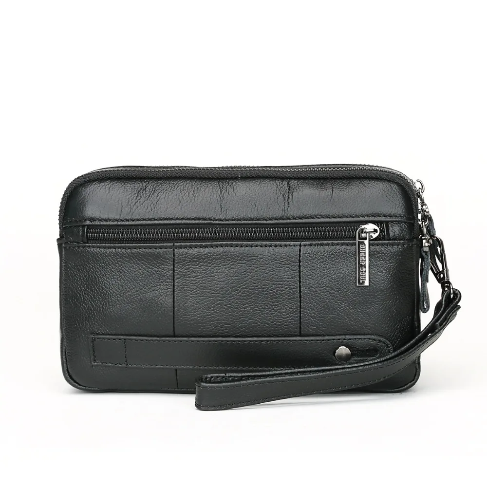 Norbinus Men Wallet Genuine Leather Male Clutch Bags Business Zipper Long Clutch Wallets Phone Pouch Coin Purse Casual Handy Bag