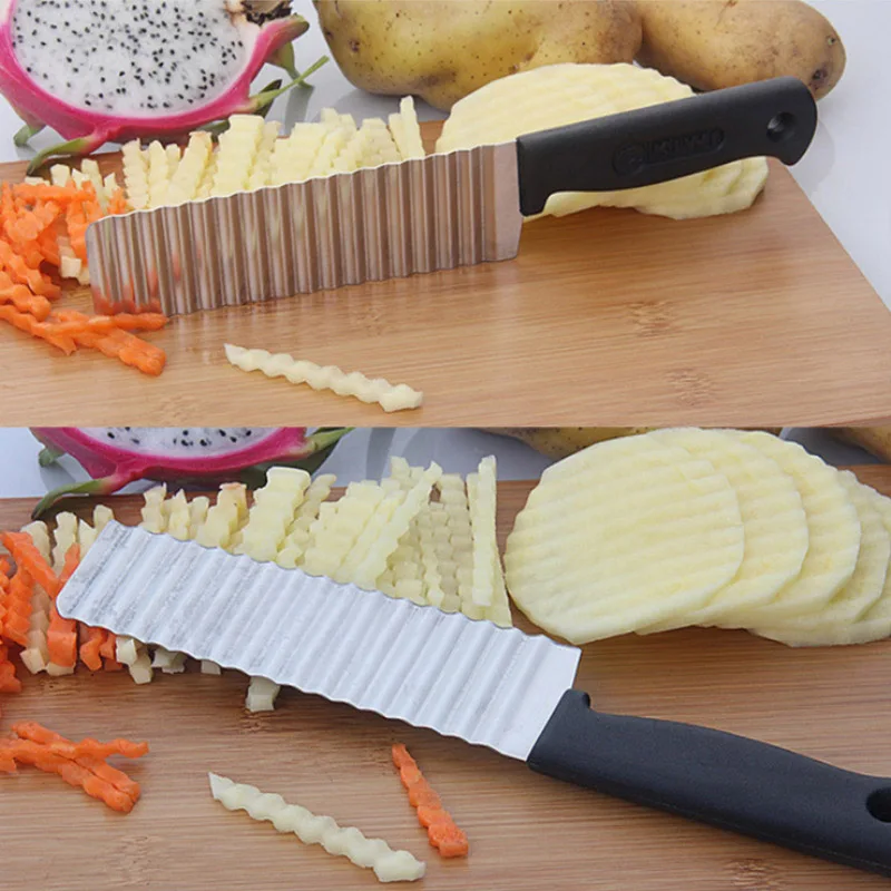 Stainless Steel Wave Knife Potato Cutler Wavy Vegetable Fruit Kitchen Wrinkled Fries knife | Дом и сад